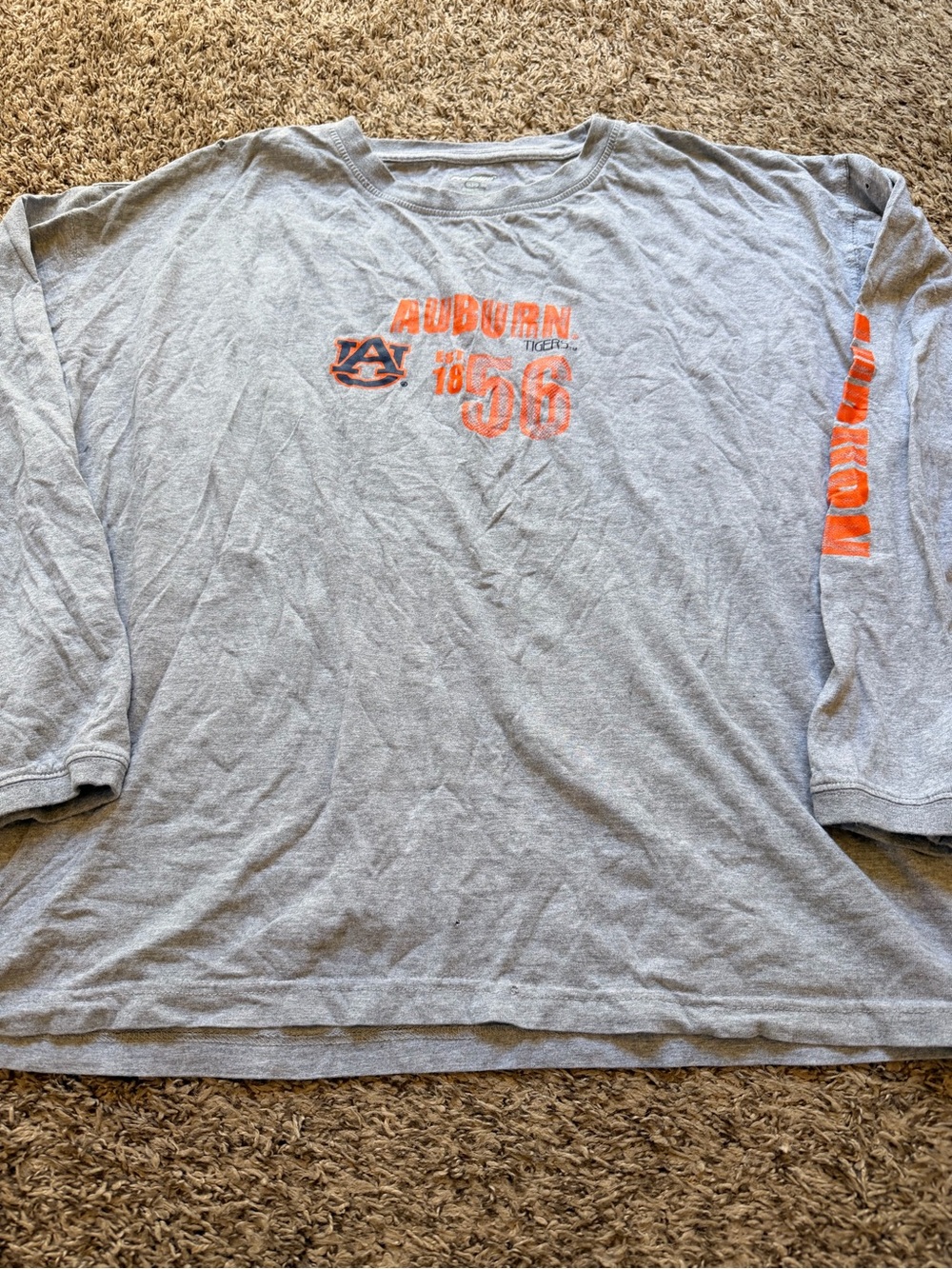 Pro Edge Auburn Gray Long-Sleeve Crewneck with Orange Graphics